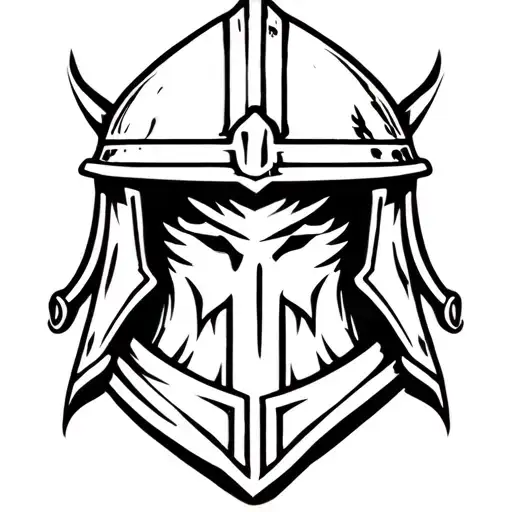 lord of the ring style dwarven helmet for a firefighter tattoo design idea