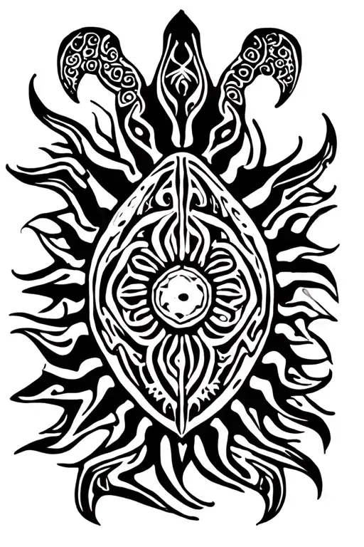 turtle ocean sun tattoo design idea