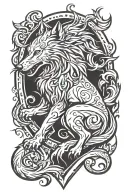 wolf rampant scottish heraldry tattoo design idea