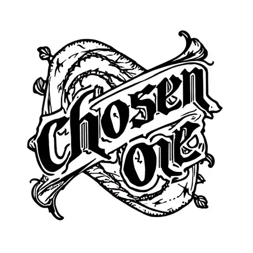 Chosen one in old ganster english lettering style tattoo design idea