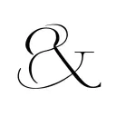 Unique minimalist ampersand tattoo, black ink, elegant fusion of smooth flowing curves and precise geometric edges tattoo design idea