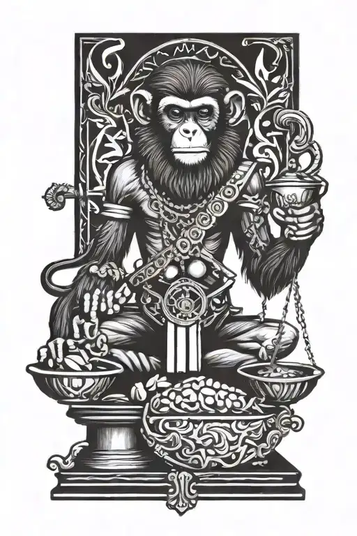 libra monkey tattoo design idea