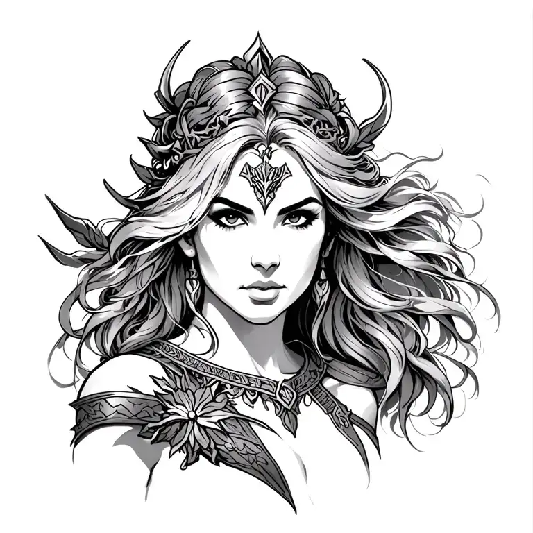 warrior princess  tattoo design idea