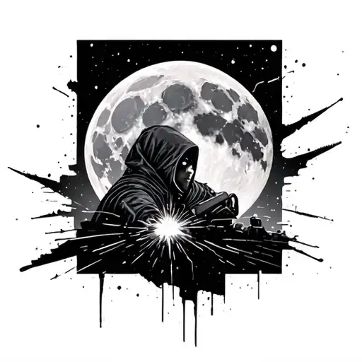 collage like moon, marvel, inspired, supra inspired, welding tattoo design idea