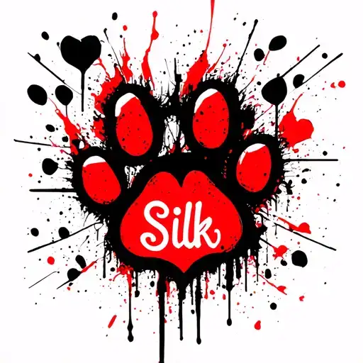 "Silk" dog paw print with heart  tattoo design idea