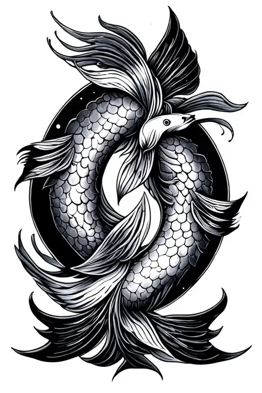 Pisces and libra zodiac sign intertwined tattoo design idea