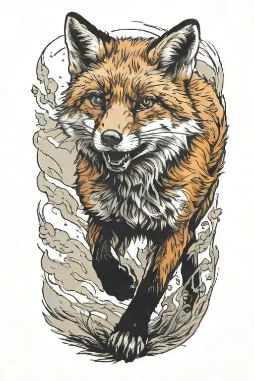 fox running tattoo design idea