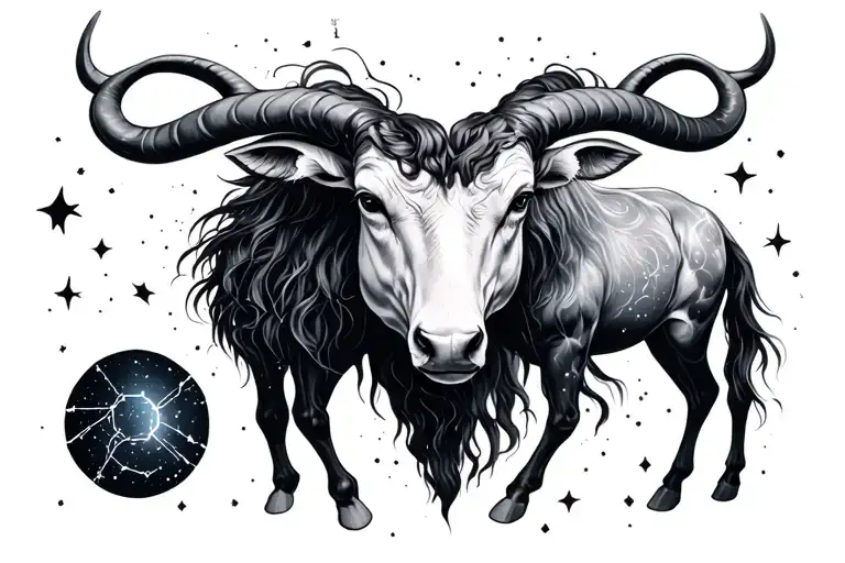 Sagittarius Taurus aquarius constellation merging together tattoo design idea