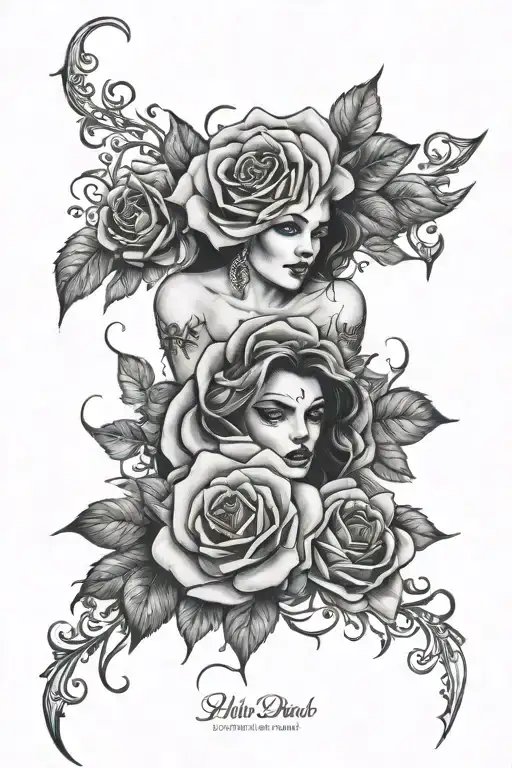 lilith diablo 4 roses tattoo design idea