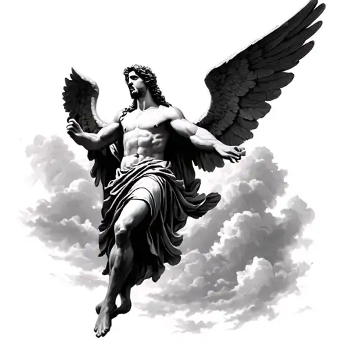 st. Michael angel falling from the sky  tattoo design idea