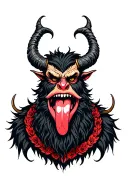 krampus tattoo with pierced tongue full color tattoo design idea