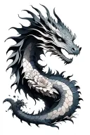 fine line dragon with flowers tattoo design idea