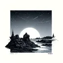 the binary Sunset scenery from Star Wars, minimalistic fine Line  tattoo design idea