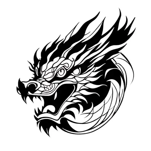 Japanese dragon face tattoo design idea