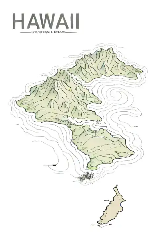 Hawaii island of O'ahu with topography tattoo design idea