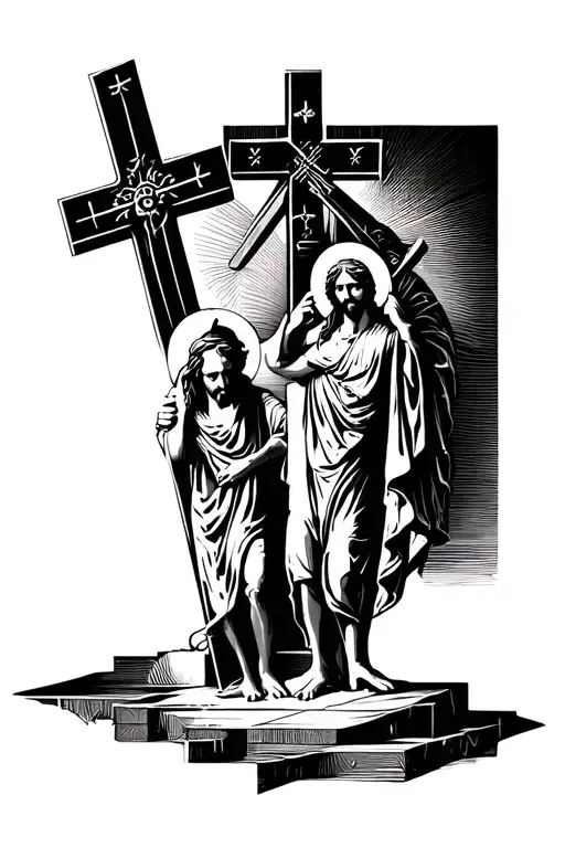 3 Crosses of Jesu Cristo and La Cruz tattoo design idea