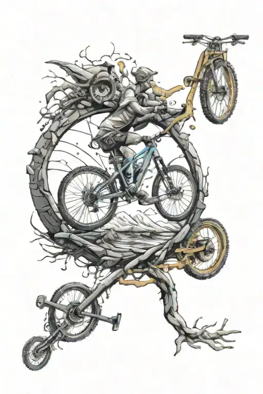 mtb and rock music tattoo design idea