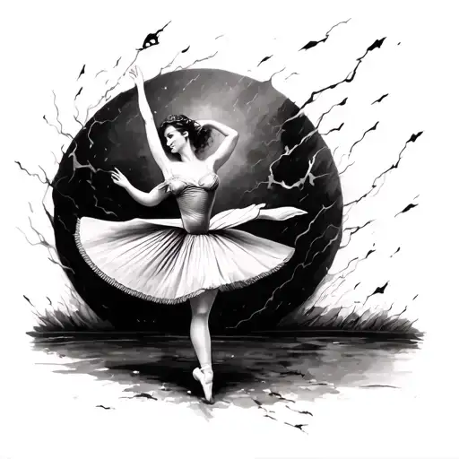 ballerina dancing in storm but masculine tattoo design tattoo design idea