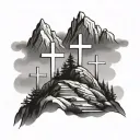 3 crosses on a mountain tattoo design idea