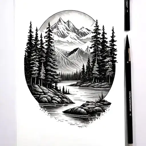 solemn wilderness tattoo design idea