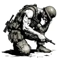 fallen soldier kneeling tattoo design idea