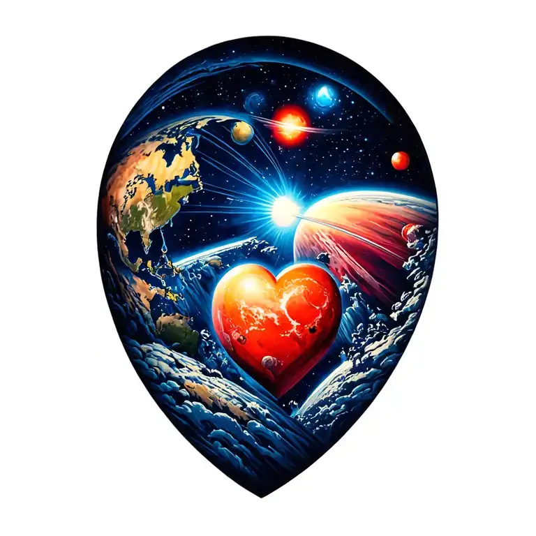 Love traveling through space tattoo design idea