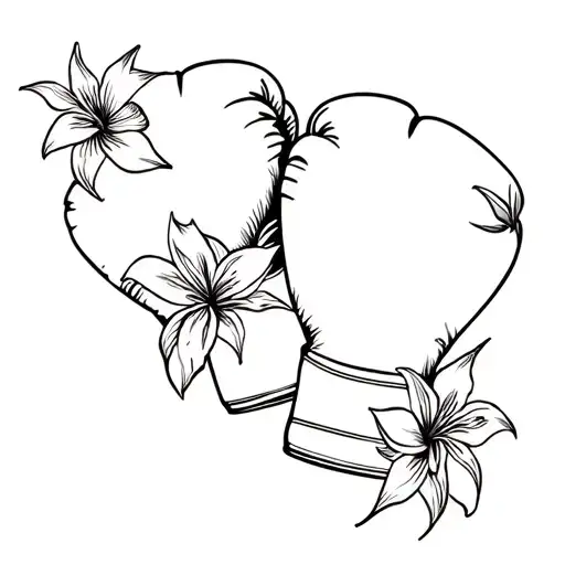 boxing gloves and spiderlilys  tattoo design idea
