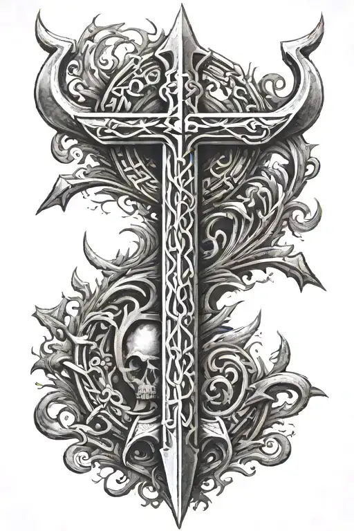 modern ukrainian trident symbol tattoo design idea