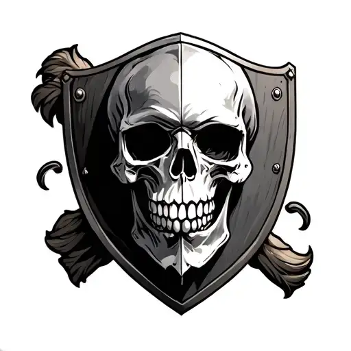 Saxon skull & shield tattoo design idea