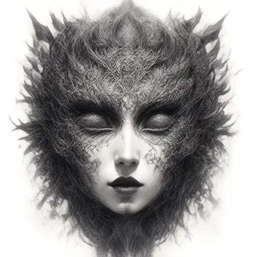 gemini japanese mask tattoo design idea