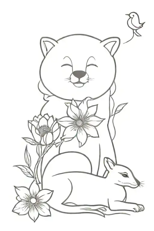 eating disorder recovery journey flowers animals tattoo design idea