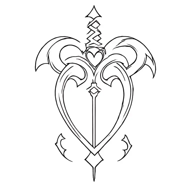 Kingdom Hearts keyblade, paopu and heart  tattoo design idea