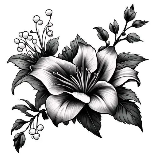 A fine-line with lilies of the valley and violets design spine tattoo  tattoo design idea