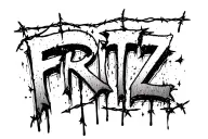 the word FRITZ in bold writing with barbwire accents tattoo design idea