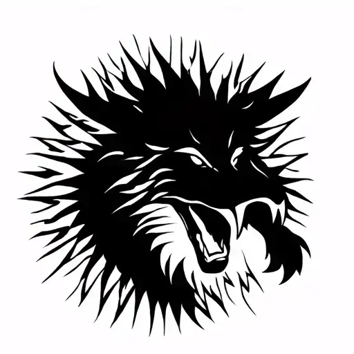 You are a medieval Scandinavian fairy tale artist. Draw Fenrir eating the sun.The drawing should be simple and with a m tattoo design idea