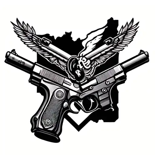 Guns with punjab map leading tattoo design idea