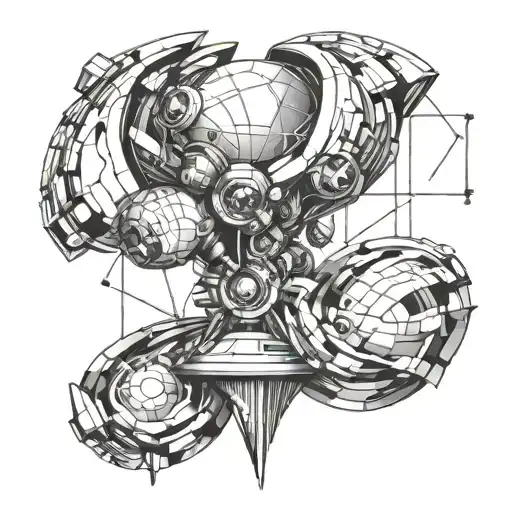 futuristic titties technology abstract shapes tattoo design idea