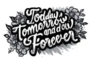 "Today, tomorrow and forever " numbers 224 incorporated tattoo design idea