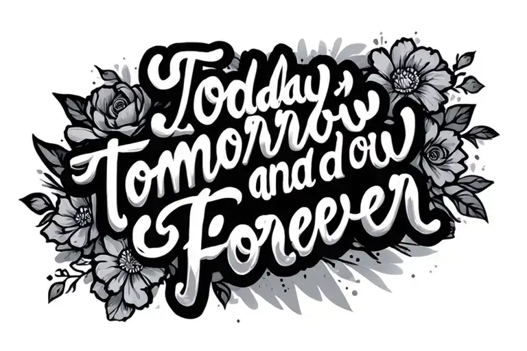 "Today, tomorrow and forever " numbers 224 incorporated tattoo design idea