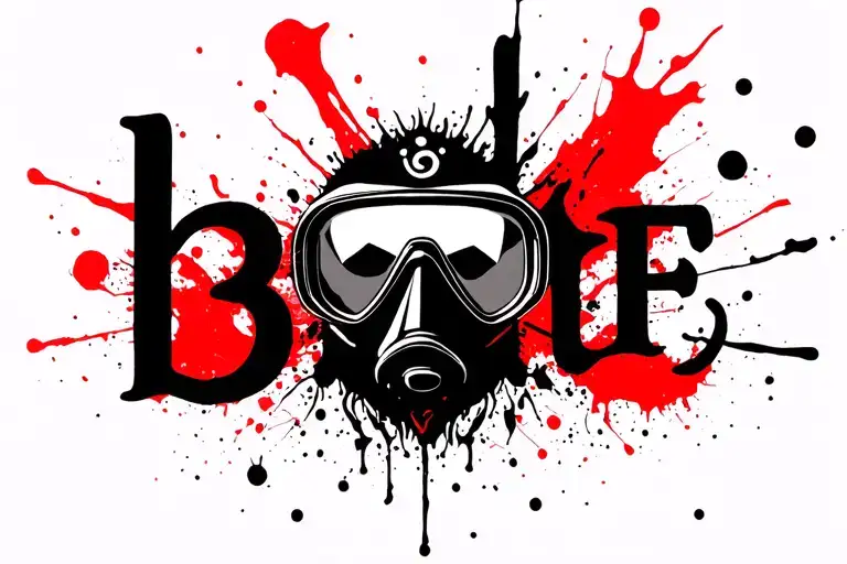 Sanskrit Breathe: Br, Sanskrit Aum beside, then a Snorkel/Mask: to LOOK Like the Word 'Breathe' tattoo design idea