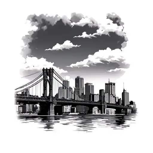 pittsburgh skyline with bridge tattoo design idea