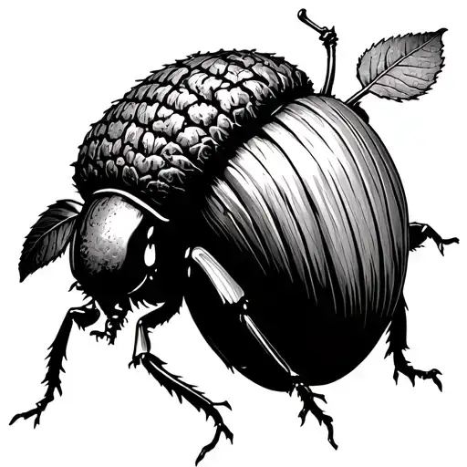 beatle made out of nature, the body is an acorn sprouting tattoo design idea
