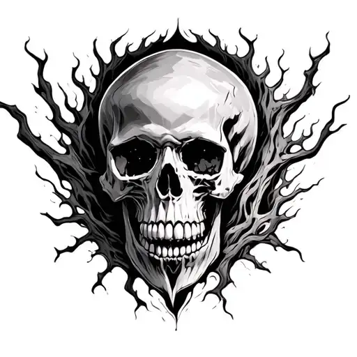 skull into souls rising from hell tattoo design idea