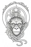 monkey sun message demon n tattoo design idea