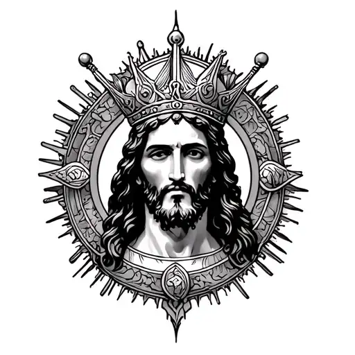 Jesus is the king of kings in color tattoo design idea