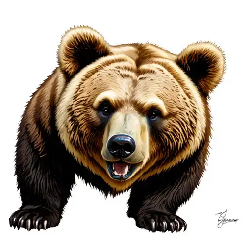 americana style bear with designs around it tattoo design idea