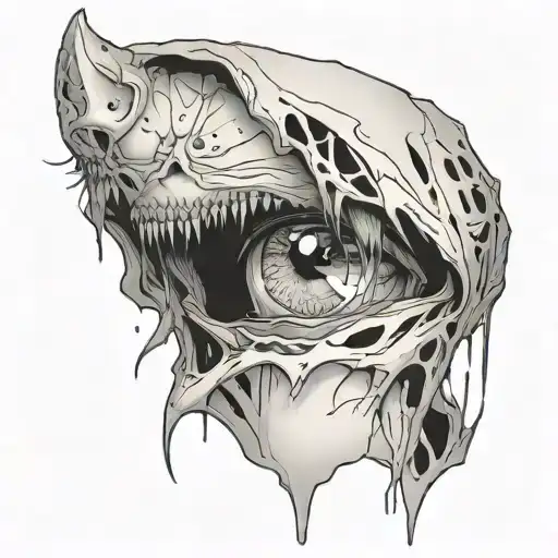 Black And White Anime Girl gore horror gothic Style  tattoo design idea