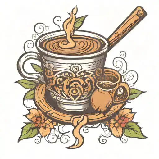 coffee and cinnamon stick tattoo design idea