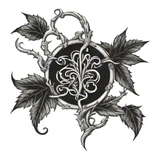 vines and leafs turned into thorns crown tattoo design idea