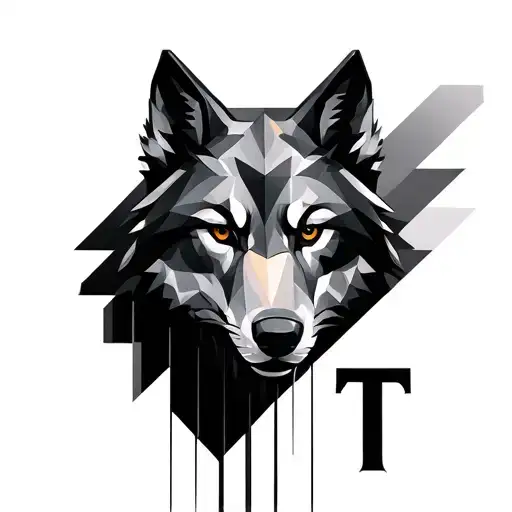 Piano keys fading, watch mechanism, geometrical wolf head, letter T tattoo design idea